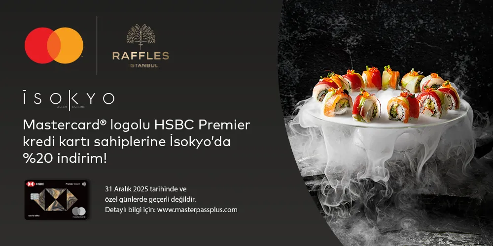 HSBC Premier Silver logolu Mastercard®’ınız ile tek seferde yapacağınız 150$ ve üzeri yurt dışı restoran ve kafeterya ödemenizde %15 indirim!
