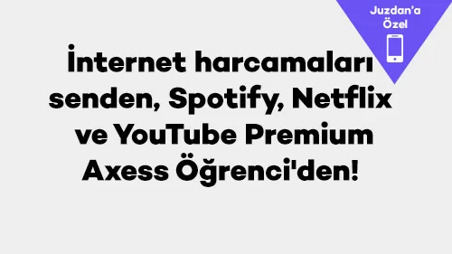 İnternet harcamaları senden, Spotify, Netflix ve YouTube Premium Axess Öğrenci'den!