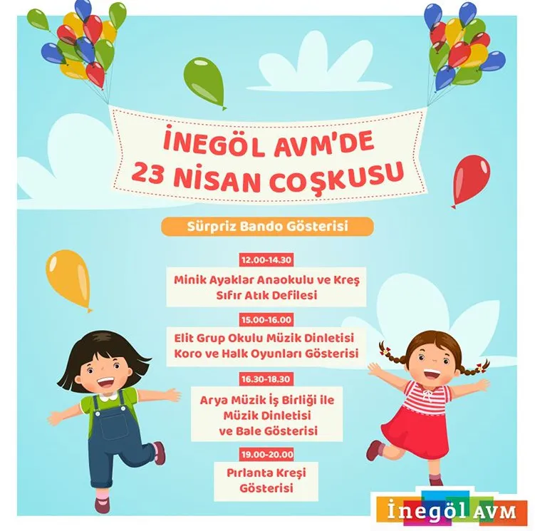 İnegöl AVM’de 23 Nisan coşkusu başlıyor! İnegöl AVM’de 23 Nisan coşkusu başlıyor!