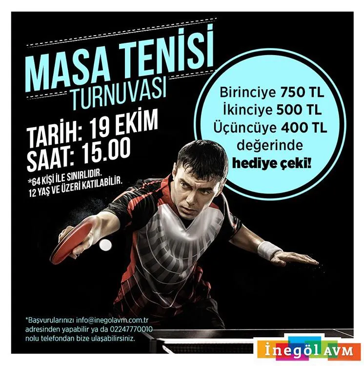 İnegöl AVM Masa Tenisi Turnuvası başlıyor!