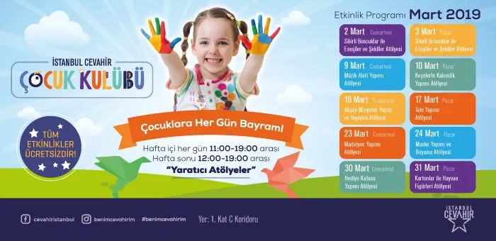 İstanbul Cevahir AVM Çocuk Kulübü Mart Etkinlik Programı!