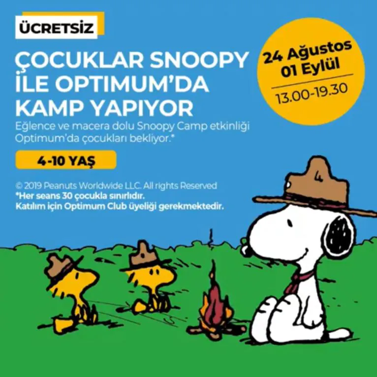 İstanbul Optimum’da Çocuklar Snoopy ile Kamp Yapıyor!