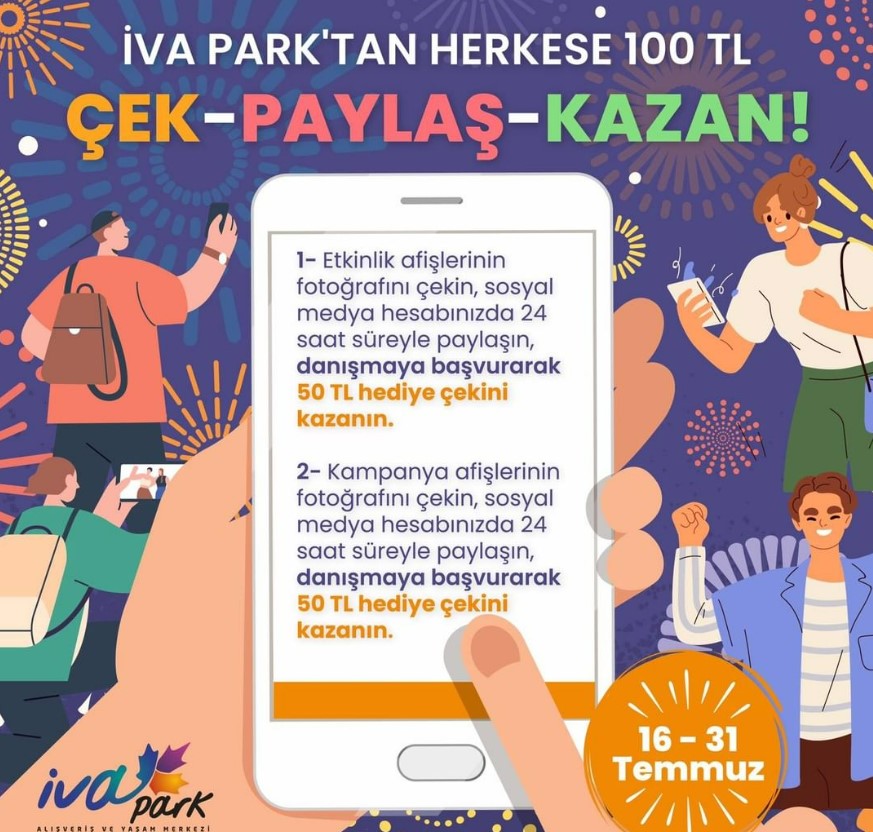 İva Park AVM'den herkese 100 TL hediye çeki kampanyası! İva Park AVM'den herkese 100 TL hediye çeki kampanyası!
