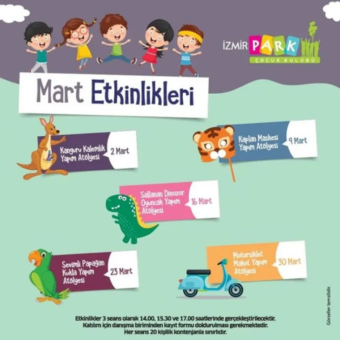 İzmir Park Çocuk Kulübü Mart Ayı Atölye Etkinlikleri! İzmir Park Çocuk Kulübü Mart Ayı Atölye Etkinlikleri!