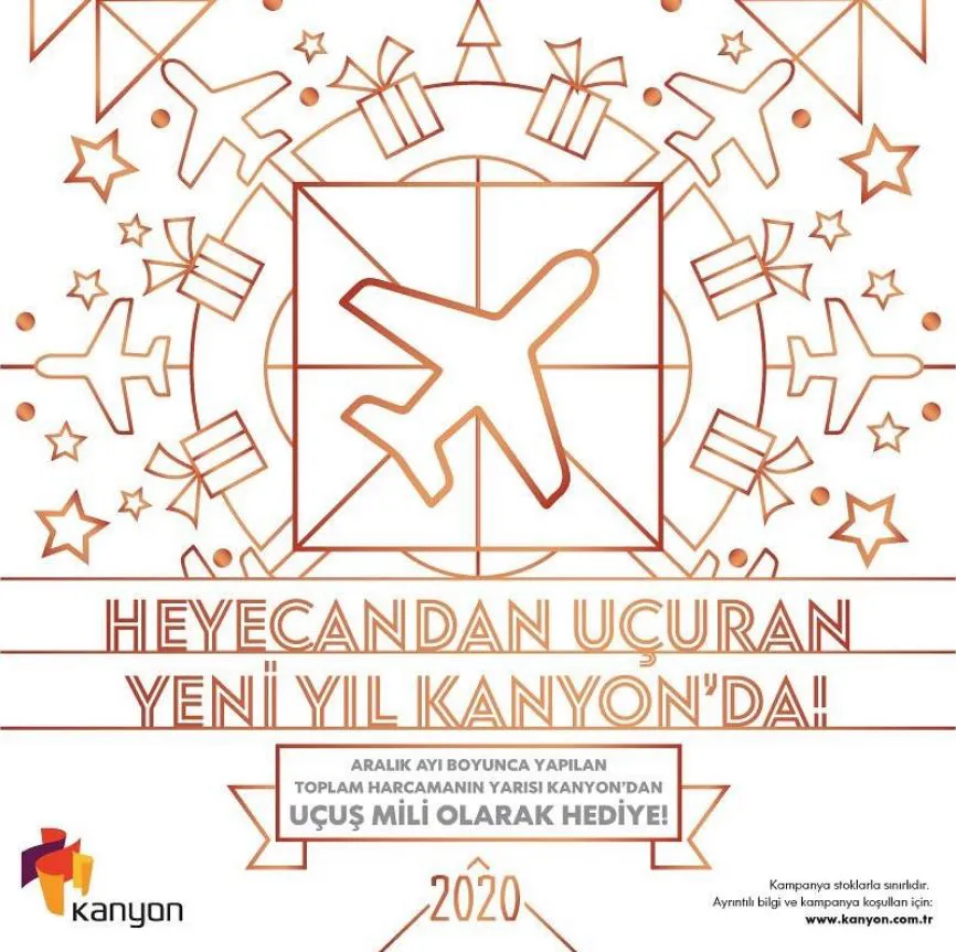 Aralık ayı boyunca harcamanın yarısı uçuş mili olarak Kanyon’dan hediye Aralık ayı boyunca harcamanın yarısı uçuş mili olarak Kanyon’dan hediye