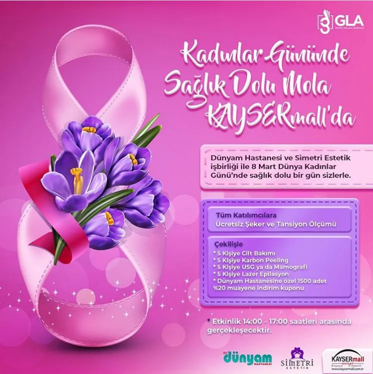 8 Mart Dünya Kadınlar Günün’de Sağlık Dolu Mola KAYSERmall’DA. 