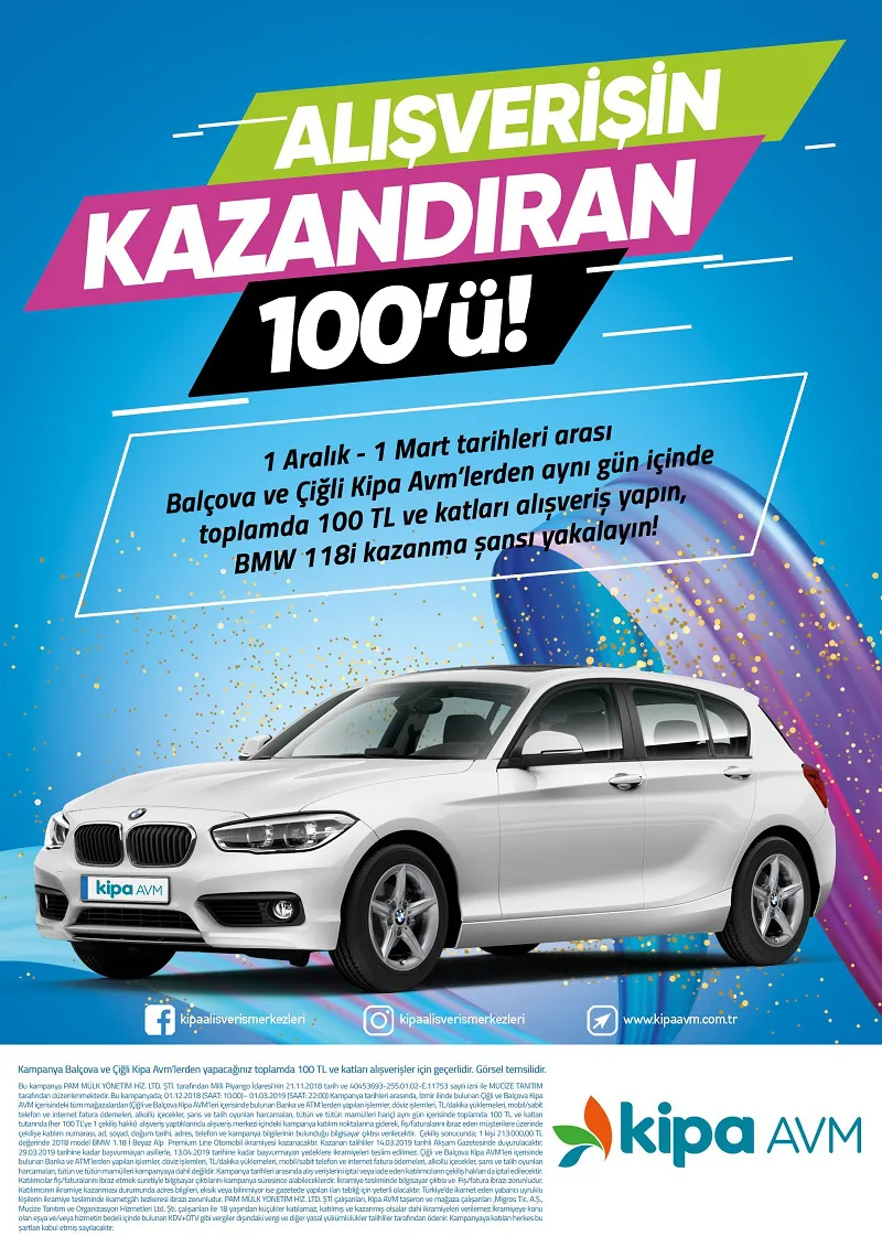 Kipa AVM’de BMW 118i Çekiliş Kampanyası! Kipa AVM’de BMW 118i Çekiliş Kampanyası!