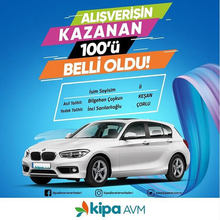 Kipa AVM BMW 118i Çekiliş Sonucu Açıklandı! Kipa AVM BMW 118i Çekiliş Sonucu Açıklandı!
