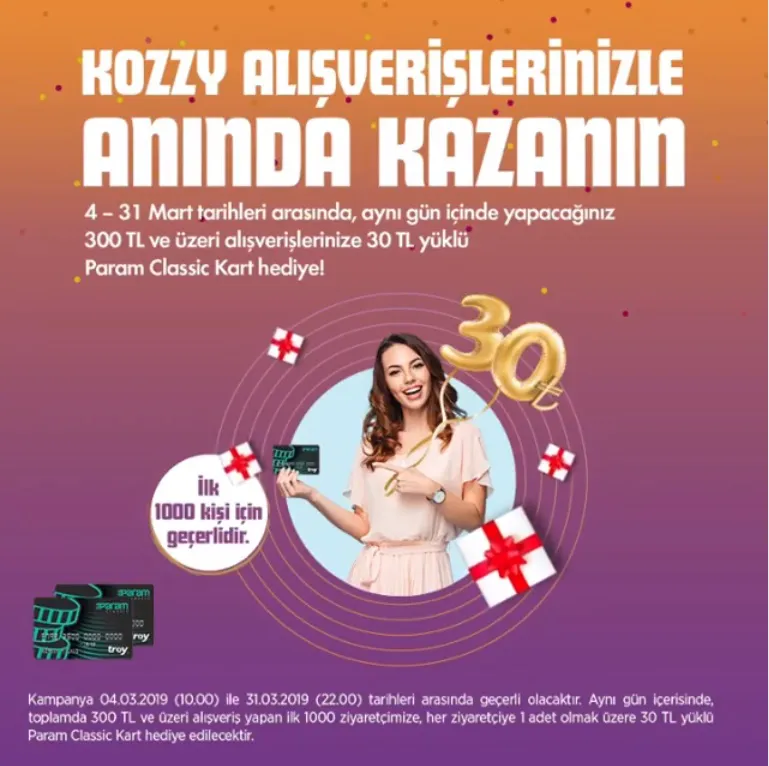 Kozzy alışverişinizle anında kazanın! 