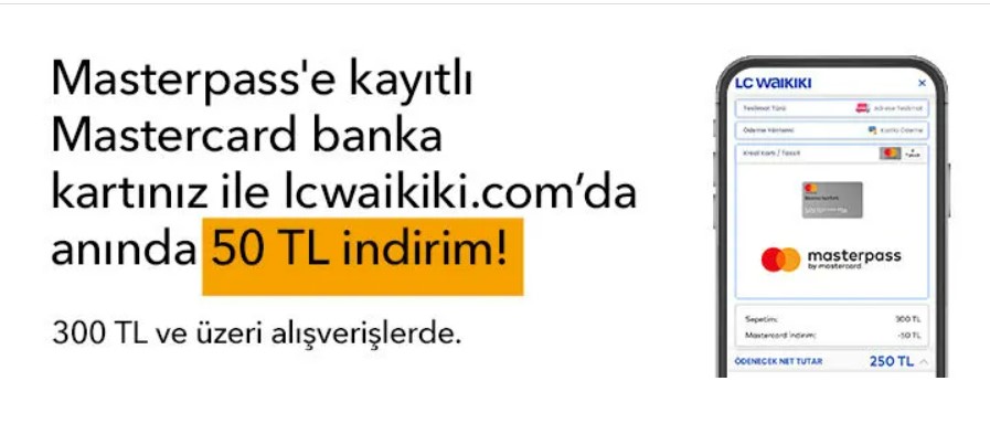 Mastercard ile LC Waikiki’de 50 TL İndirim! Mastercard ile LC Waikiki’de 50 TL İndirim!