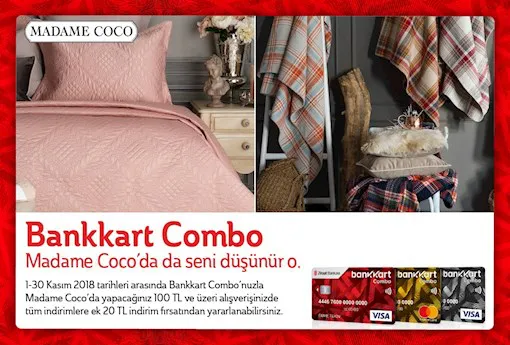 Madame Coco'da Bankkart Combo sahiplerine özel 20 TL indirim fırsatı! Madame Coco'da Bankkart Combo sahiplerine özel 20 TL indirim fırsatı!