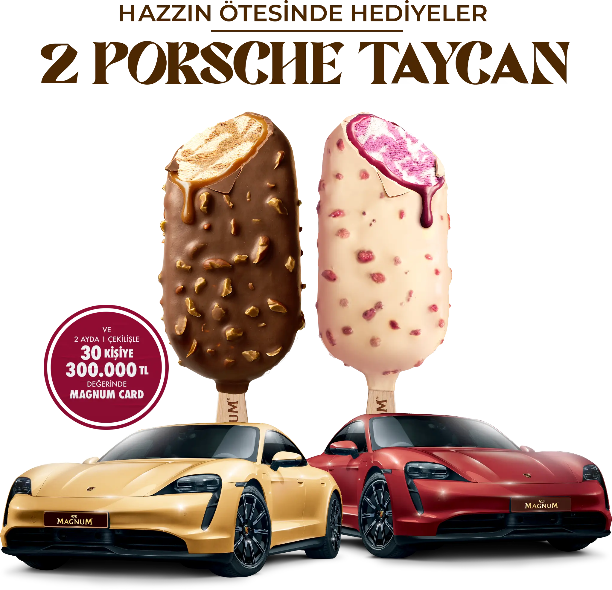 Magnum ile Porsche Taycan ve 300.000 TL Hediye Kartı Kazanma Fırsatı! Magnum ile Porsche Taycan ve 300.000 TL Hediye Kartı Kazanma Fırsatı!