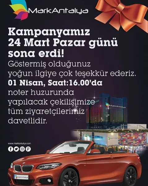 Mark Antalya BMW Çekilişi Gerçekleşiyor! Mark Antalya BMW Çekilişi Gerçekleşiyor!