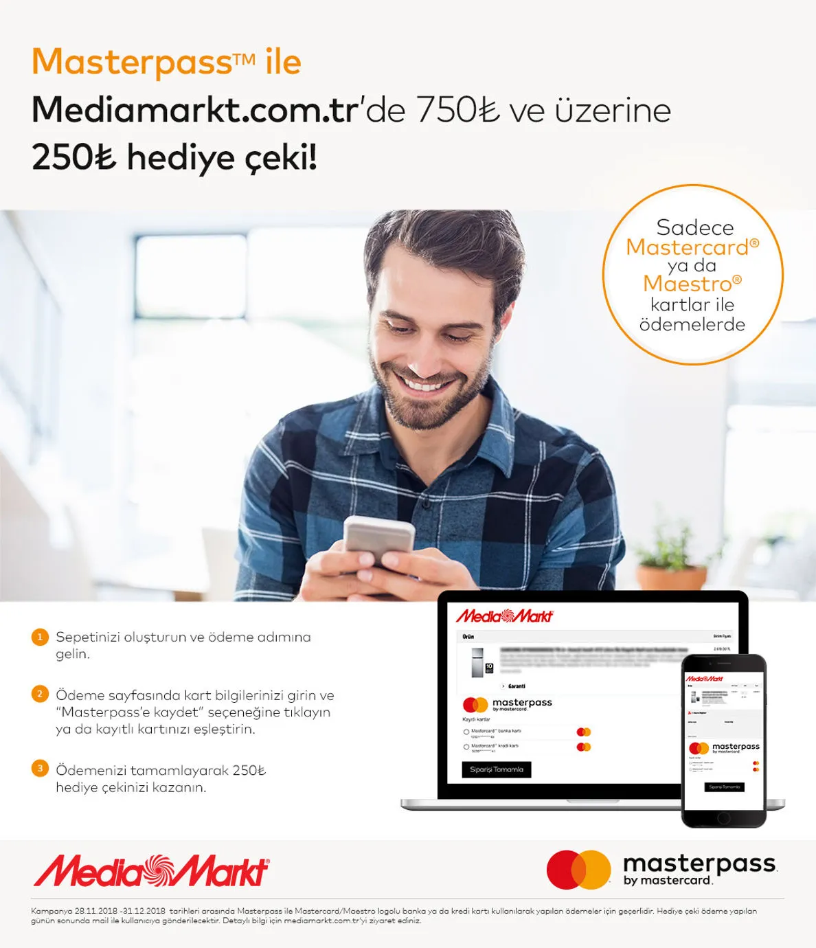 Masterpass ile mediamarkt.com.tr’de 250 TL değerinde hediye çeki!