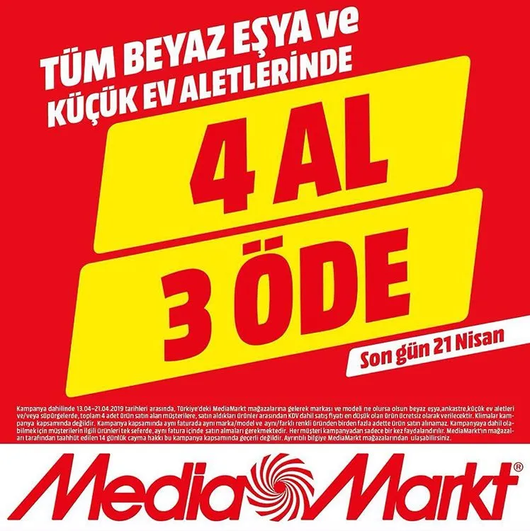 MediaMarkt 4 Al 3 Öde Kampanyası! MediaMarkt 4 Al 3 Öde Kampanyası!