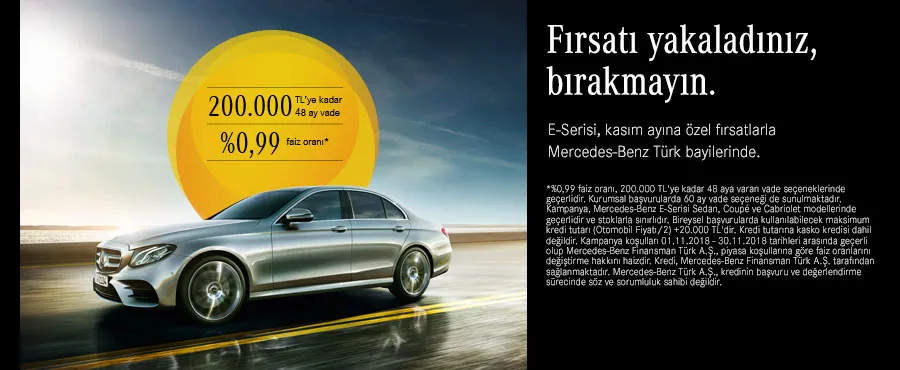 Mercedes E-Serisi %0.99 Faiz Oranı Fırsatıyla! Mercedes E-Serisi %0.99 Faiz Oranı Fırsatıyla!