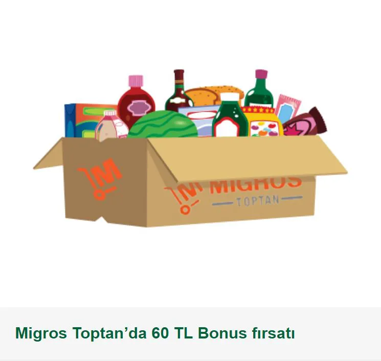 Migros Toptan’da 60 TL Bonus fırsatı!