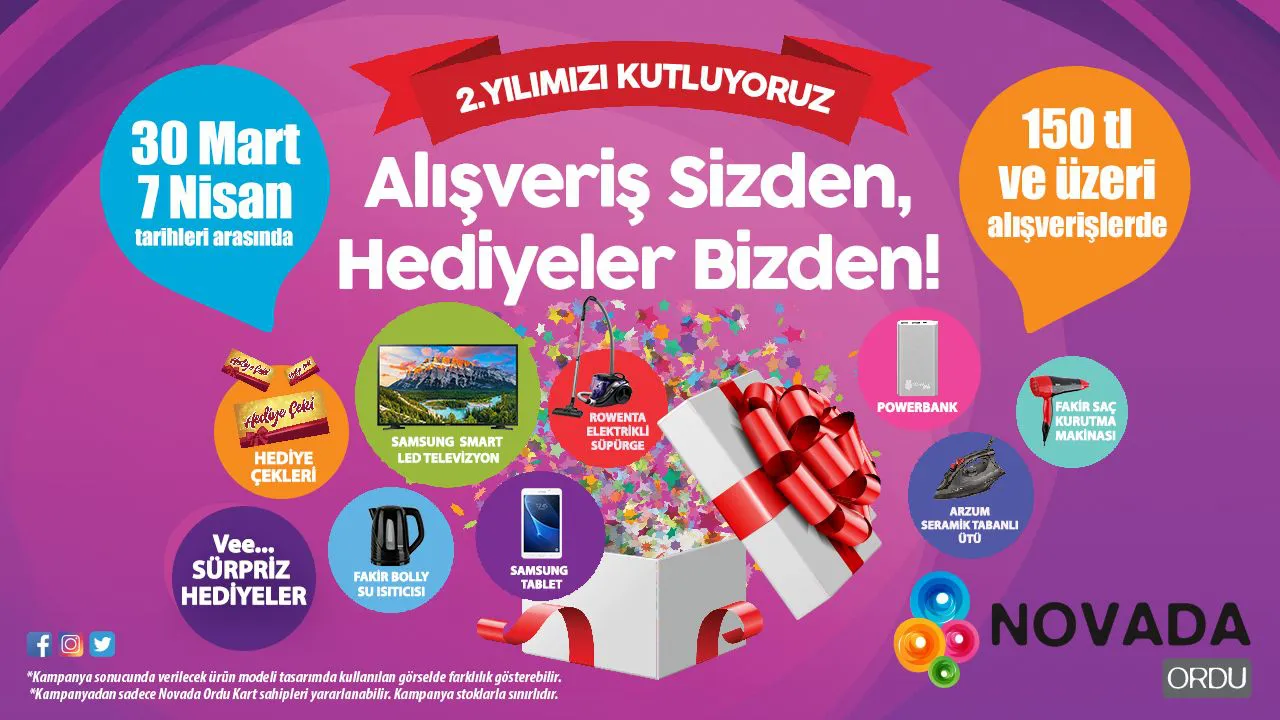 Novada Ordu Alışveriş Sizden Hediyeler Bizden Kampanyası! Novada Ordu Alışveriş Sizden Hediyeler Bizden Kampanyası!