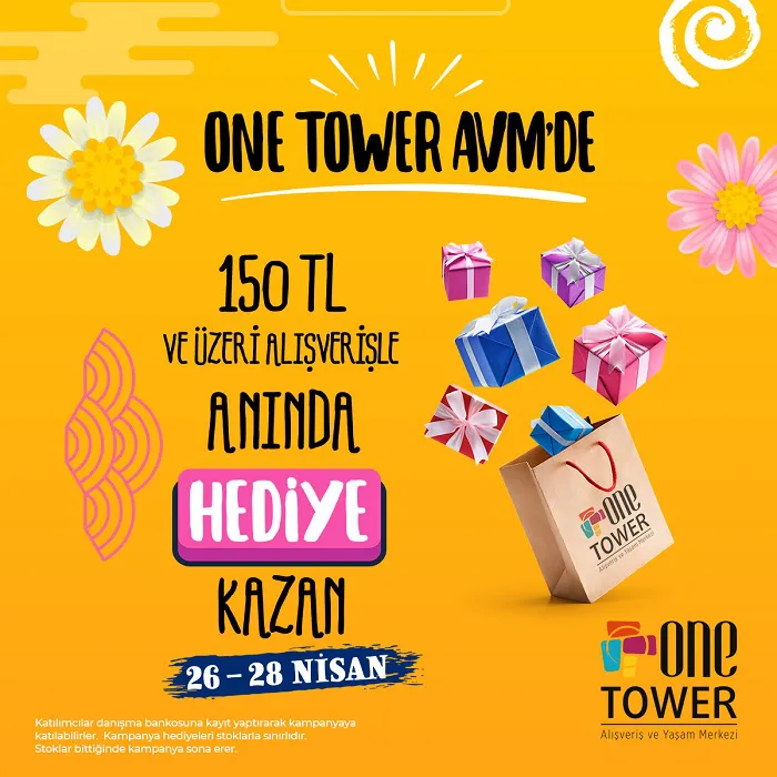 One Tower AVM’de 150 TL ve Üzeri Alışverişle Anında Hediye Kazan! One Tower AVM’de 150 TL ve Üzeri Alışverişle Anında Hediye Kazan!