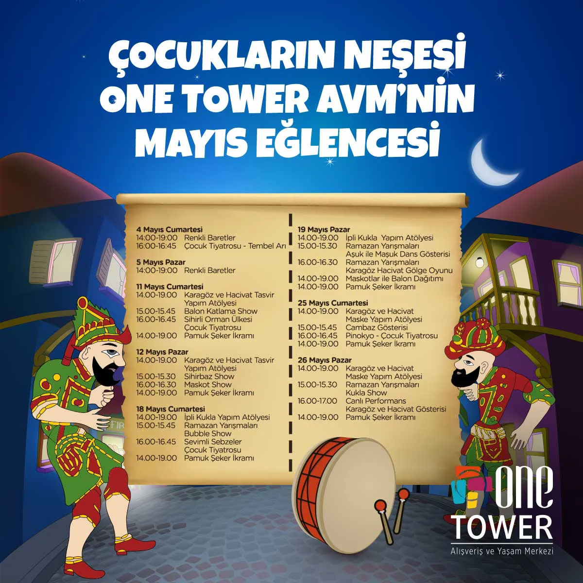 One Tower AVM Mayıs Ayı Çocuk Etkinlikleri!