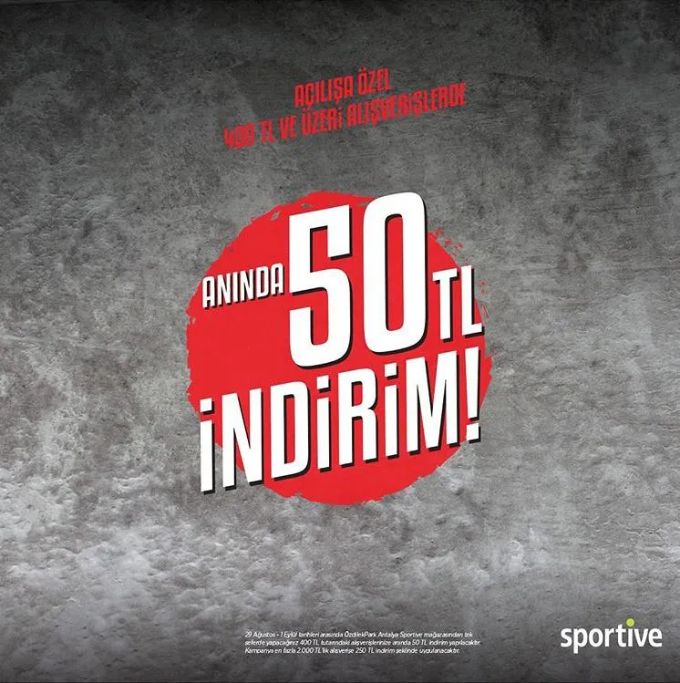 ÖzdilekPark Antalya’da Sportive açılışına özel büyük fırsat! ÖzdilekPark Antalya’da Sportive açılışına özel büyük fırsat!
