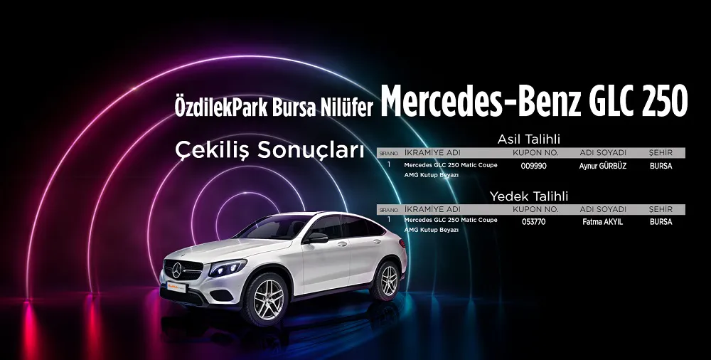 ÖzdilekPark Bursa Nilüfer Mercedes-Benz GLC 250 Çekiliş Sonucu Açıklandı! ÖzdilekPark Bursa Nilüfer Mercedes-Benz GLC 250 Çekiliş Sonucu Açıklandı!