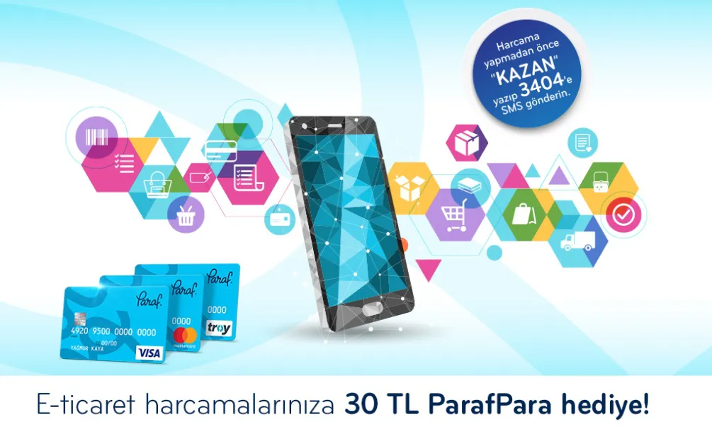 E-ticaret Harcamalarınıza 30 TL ParafPara Hediye! E-ticaret Harcamalarınıza 30 TL ParafPara Hediye!