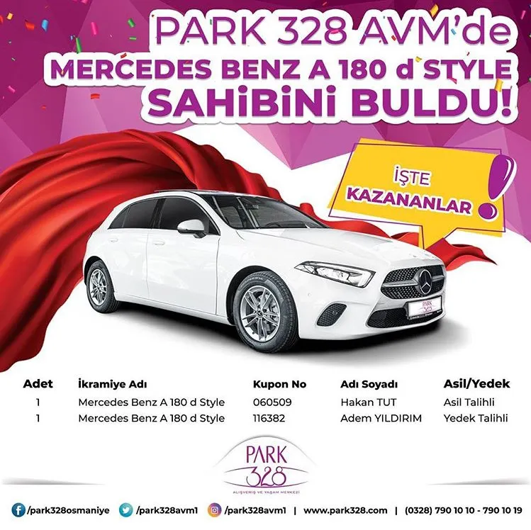 Park 328 Avm’de Mercedes Benz A 180 Çekiliş Sonucu Açıklandı!