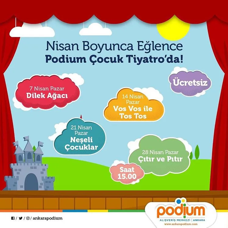 Nisan boyunca eğlence Podium Çocuk Tiyatro'da! Nisan boyunca eğlence Podium Çocuk Tiyatro'da!