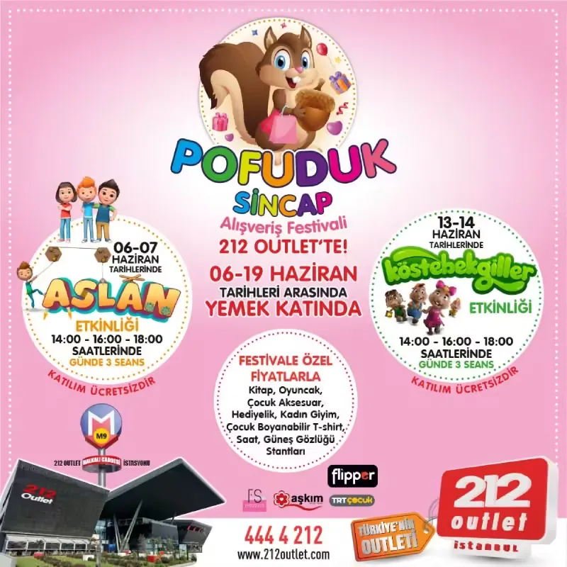 Pofuduk Sincap Alışveriş Festivali 2026: 212 Outlet’te Çocuklar ve Aileler İçin Kaçırılmaz Fırsatlar Başladı!
