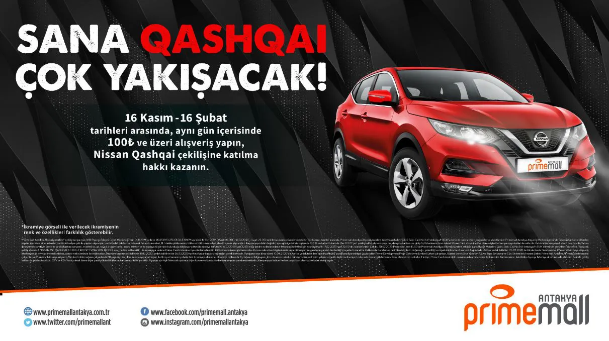 Primemall Antakya Nissan Qashqai Çekiliş Kampanyası!