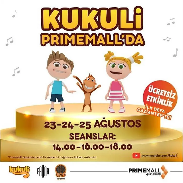 Gaziantep'te ilk kez Kukuli ve Arkadaşları Primemall'a geliyor! Gaziantep'te ilk kez Kukuli ve Arkadaşları Primemall'a geliyor!