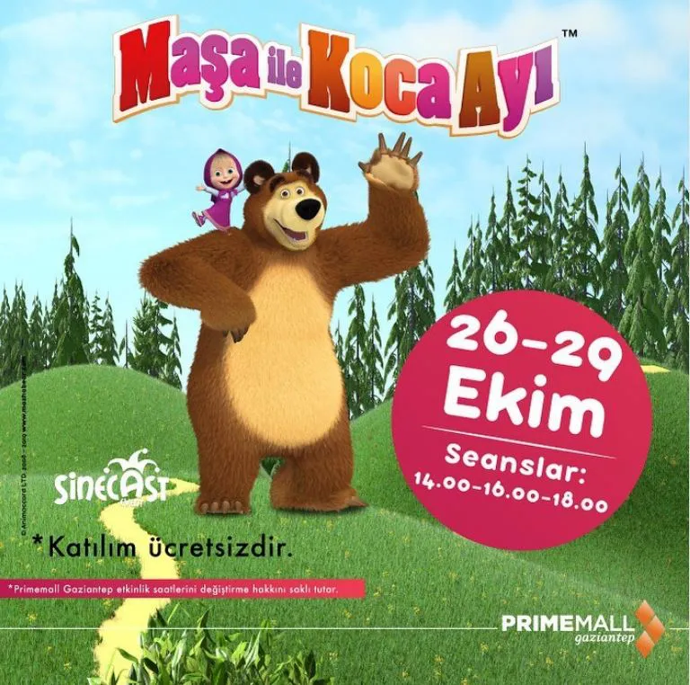 Primemall Gaziantep Maşa ile Koca Ayı Müzikal Etkinliği! Primemall Gaziantep Maşa ile Koca Ayı Müzikal Etkinliği!