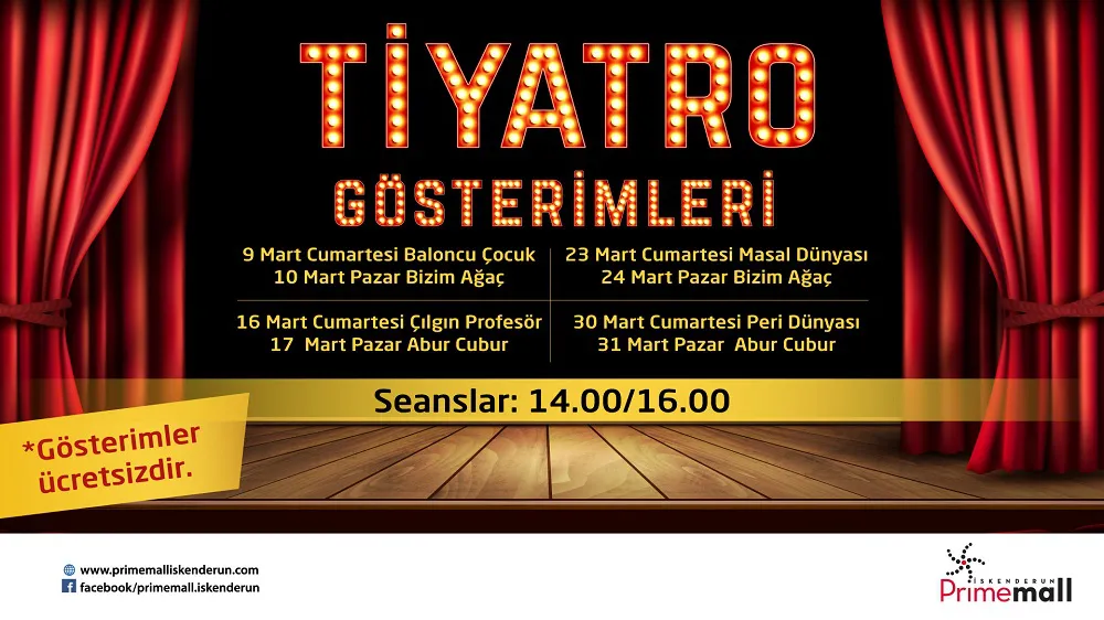 Primemall İskenderun Mart ayı Tiyatro Gösterimleri! Primemall İskenderun Mart ayı Tiyatro Gösterimleri!