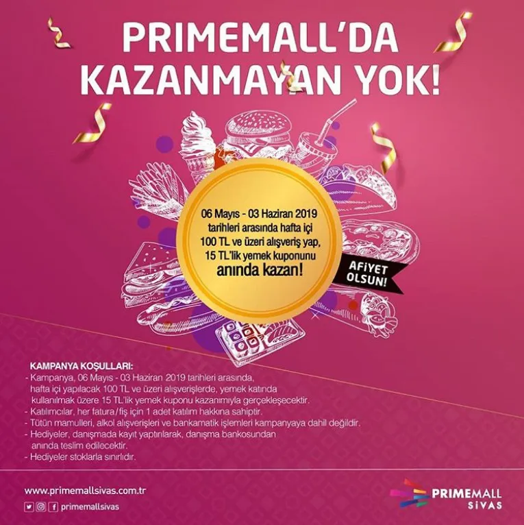 Primemall Sivas'ta Kazanmayan Yok!