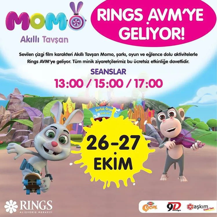 Rings AVM Akıllı Tavşan Momo Müzikal Etkinliği! Rings AVM Akıllı Tavşan Momo Müzikal Etkinliği!