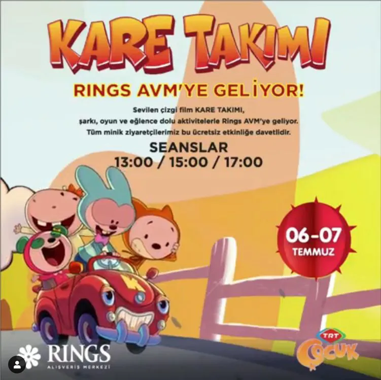 Eğlenceli çizgi film Kare Takımı Rings AVM'de!