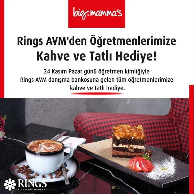 Rings AVM'de öğretmenlerimize kahve ve tatlı hediye!