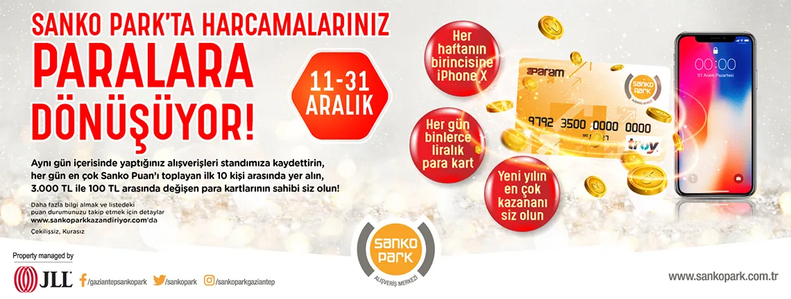 Sanko Park’ta bu yılbaşı, alışverişleriniz paralara dönüşüyor!