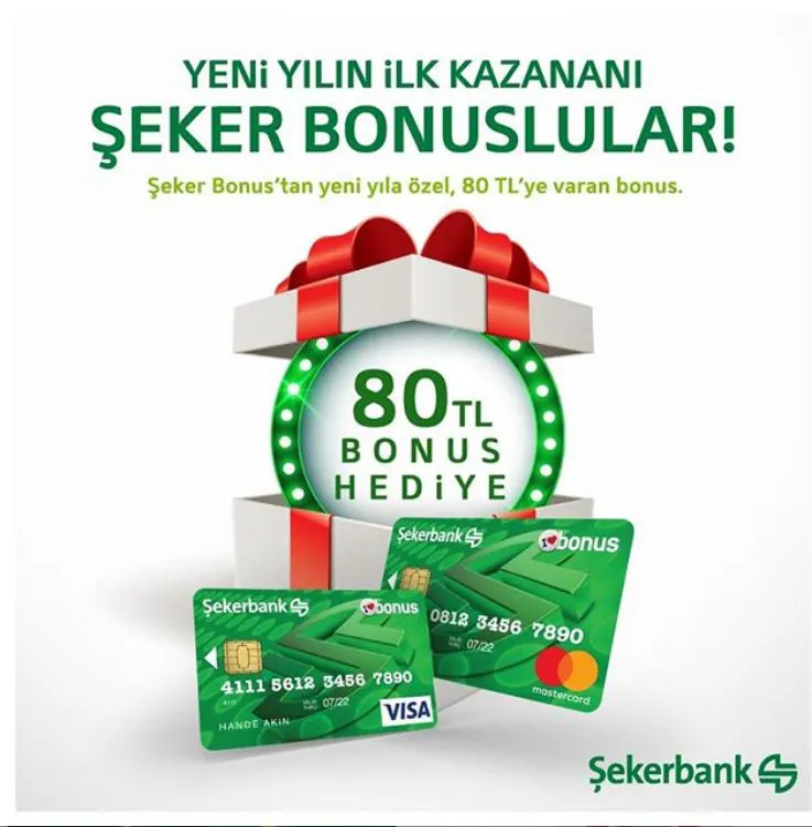 Şeker Bonus’tan yeni yıla özel, 80 TL’ye varan bonus!