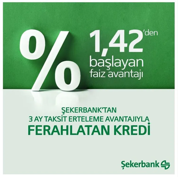 Şekerbank’tan 3 ay taksit ertelemeli Ferahlatan Kredi!