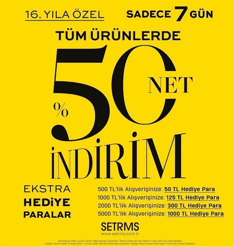 Sertms'de 16. yıla özel net %50 indirim kampanyası!