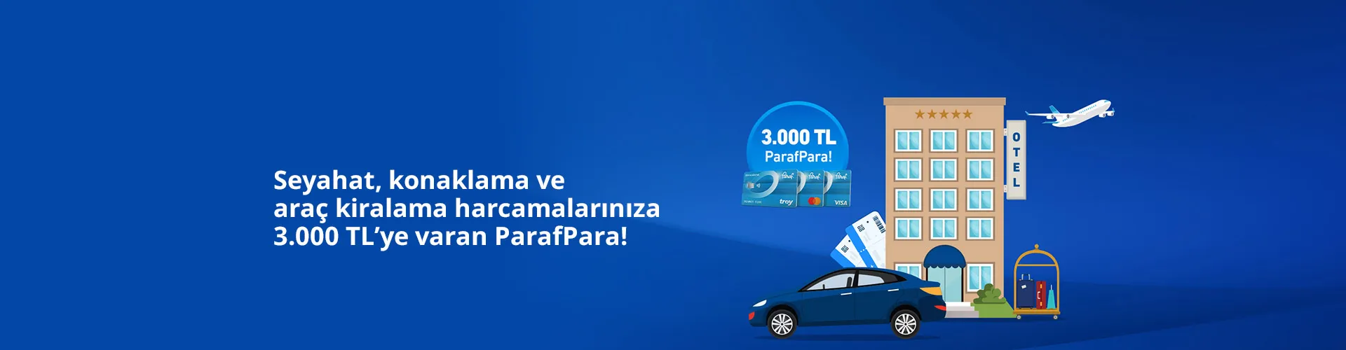 Seyahat, Konaklama ve Araç Kiralama Harcamalarınıza 3.000 TL'ye varan ParafPara