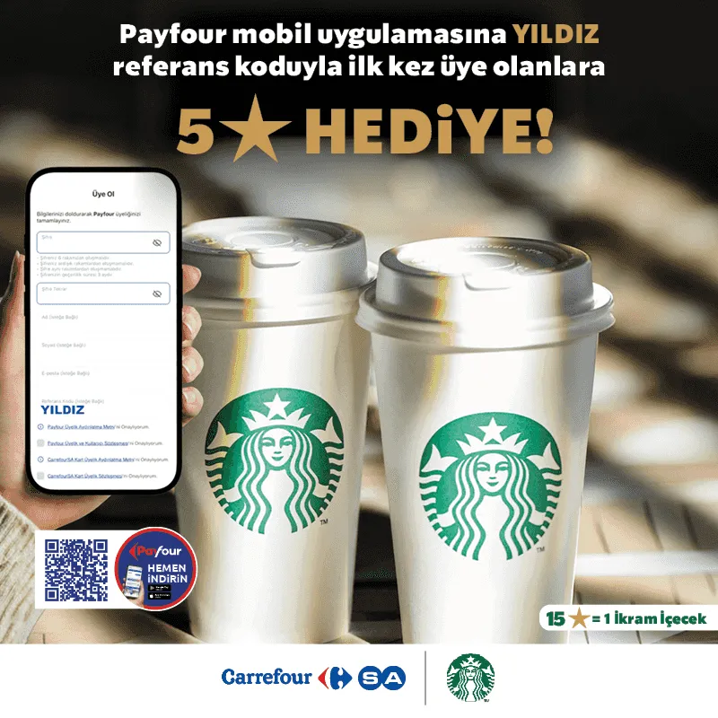 Starbucks ve CarrefourSA İşbirliğiyle 5 Yıldız Hediye! Yeni Üyelik Avantajını Yakala