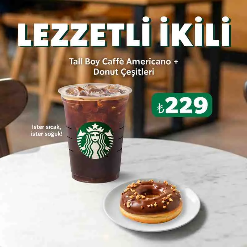 Starbucks'tan Lezzet Patlaması: Americano + Donut İkilisi Sürpriz Fiyatıyla Sizi Bekliyor!