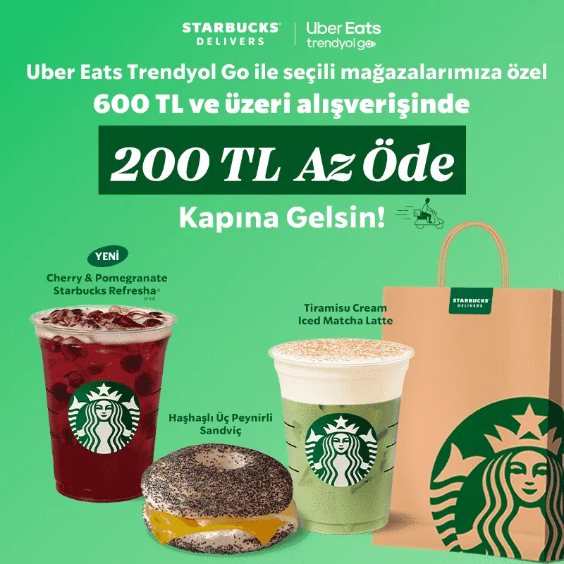 Starbucks Uber Eats Kampanyası | 200 TL İndirim