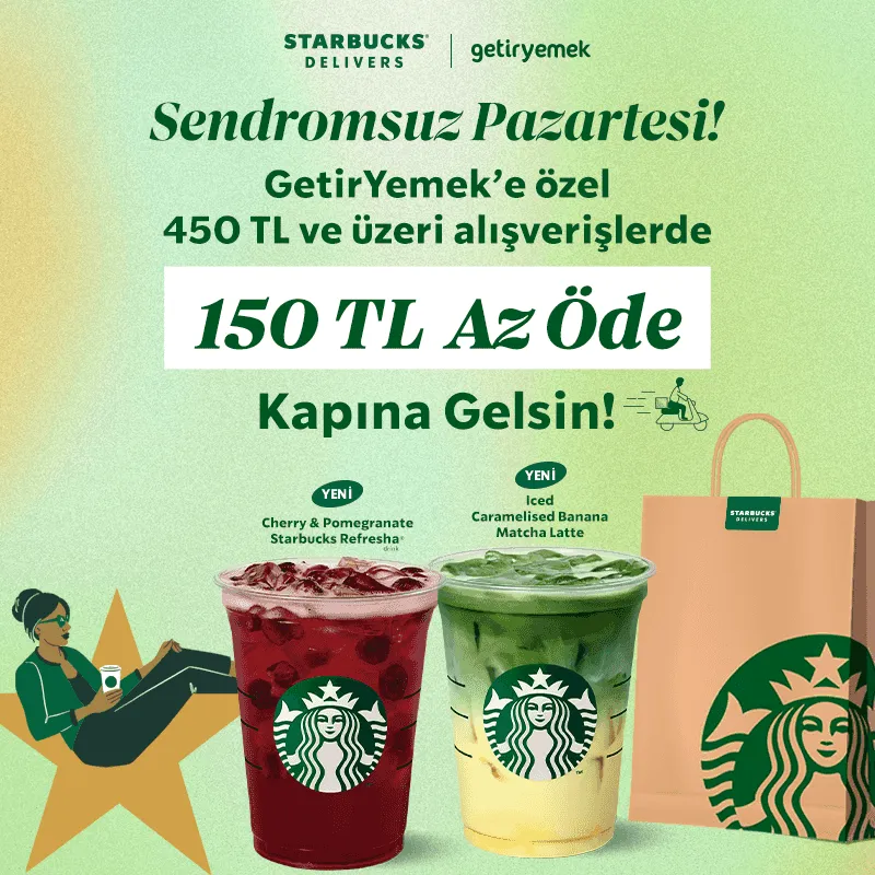 Starbucks'tan GetirYemek'e Özel Fırsat: Pazartesi Sabahlarını 150 TL İndirimle Yaşayın!