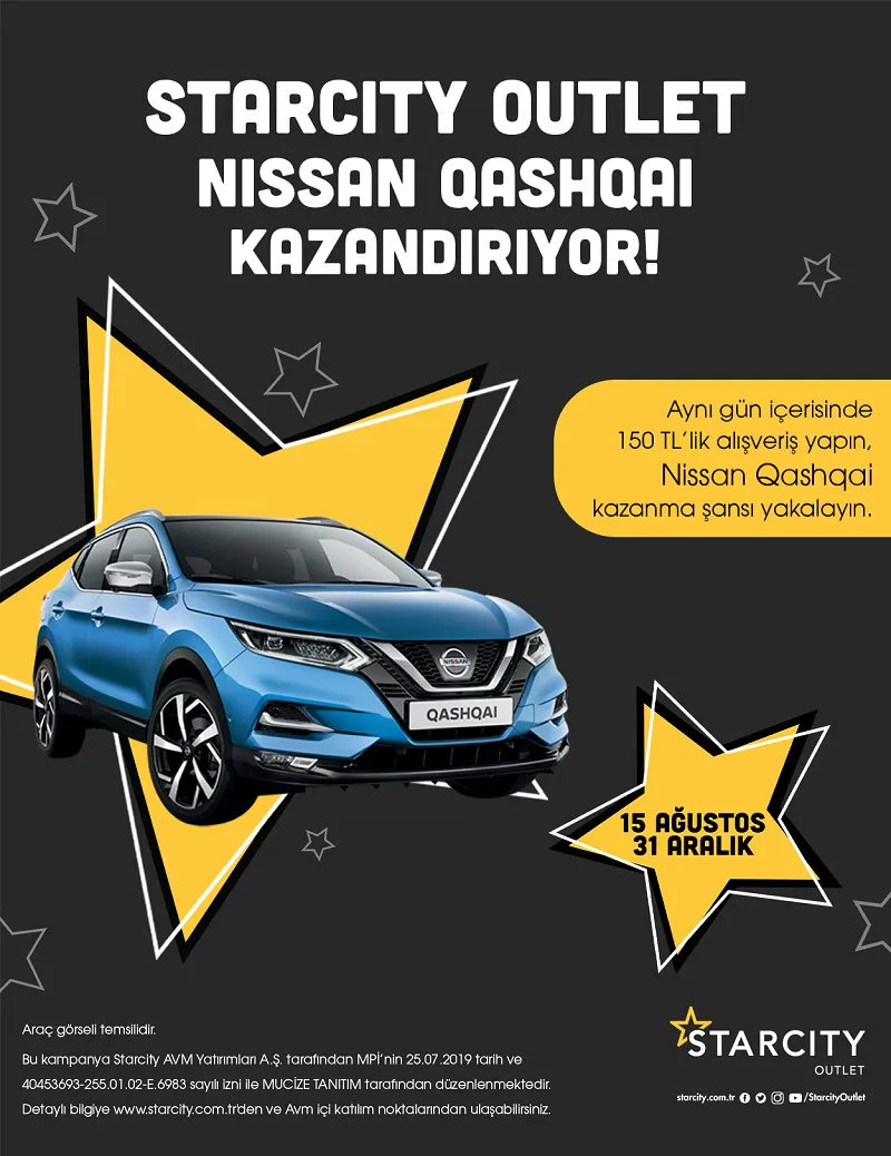 Starcity Outlet Nissan Qashqai Çekiliş Kampanyası! Starcity Outlet Nissan Qashqai Çekiliş Kampanyası!