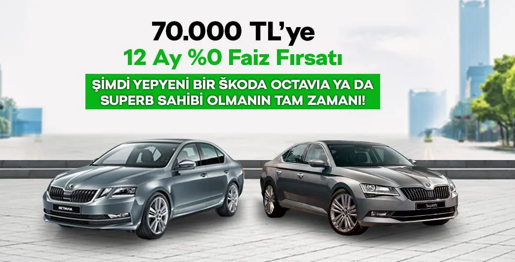 Şimdi Yepyeni Skoda Araçları 70.000 TL %0 Faizli kredi ile alın! Şimdi Yepyeni Skoda Araçları 70.000 TL %0 Faizli kredi ile alın!
