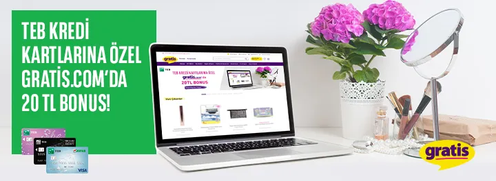 TEB kredi kartlarına özel Gratis.com’da 20 TL Bonus! TEB kredi kartlarına özel Gratis.com’da 20 TL Bonus!